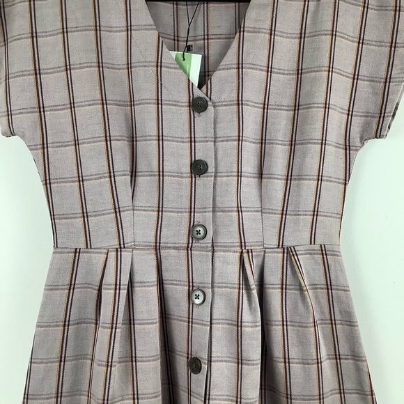 NWT Frank and Oak Linen-Tencel Plaid Midi Dress - Picture 5 of 7